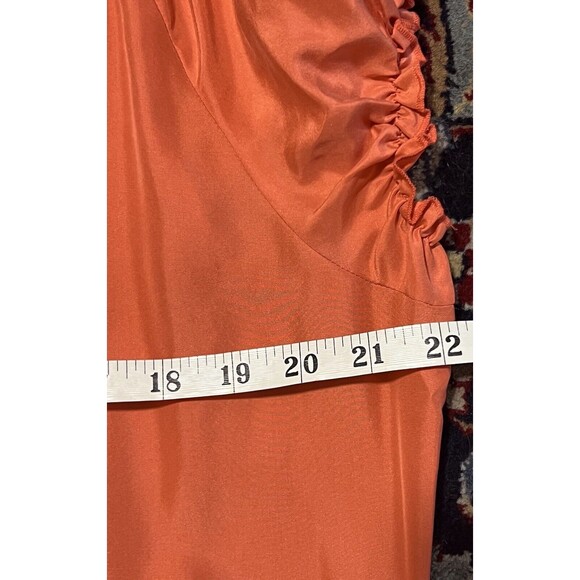 Talbots Drop Waist Dress XL Silk Peach Tie Front Short Sleeves Chic Classic - Picture 12 of 14